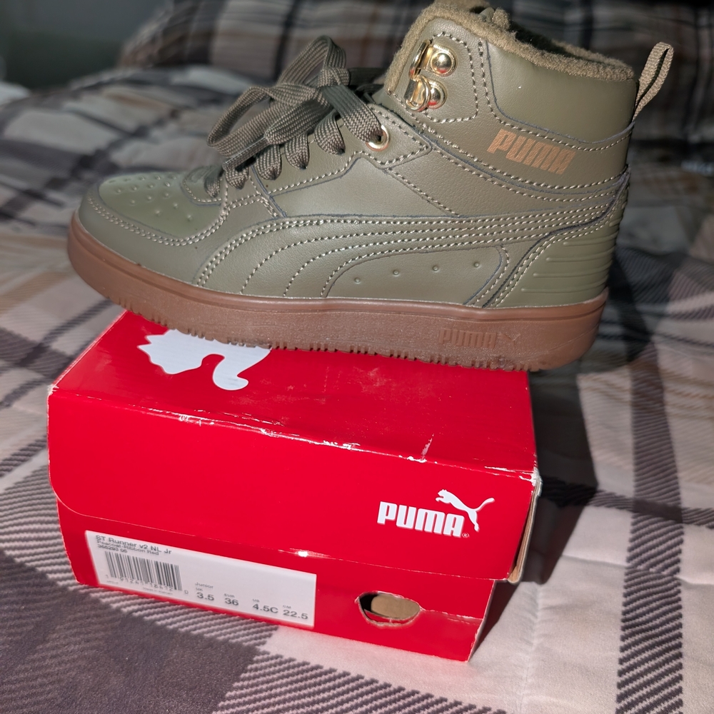 PUMA Kids Olive High-Top Sneakers